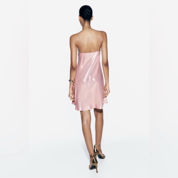 ZARA RHINESTONE STRAP FOIL MINI DRESS XL - Picture 7 of 8